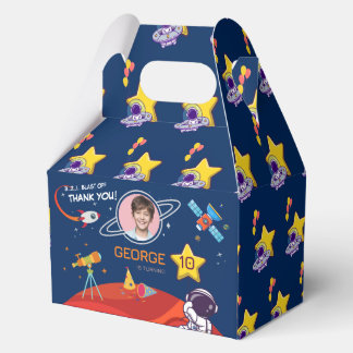 Galaxy Blue Outer Space Astronaut Birthday Kids Favor Boxes