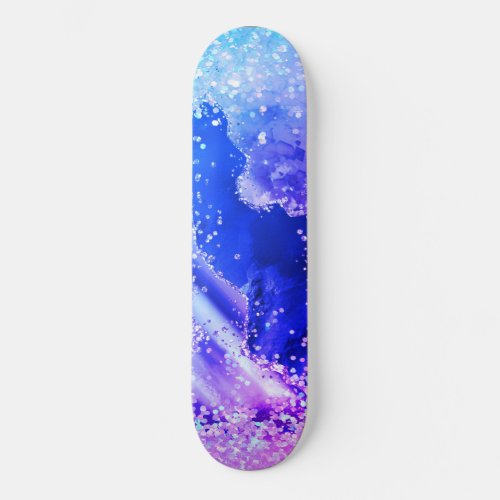 GALAXY BLUE PURPLE GLITTER Skateboard Deck