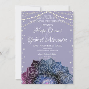 Galaxy Boho Nebula Mandala Light Led Bulb Wedding Invitation