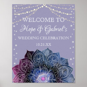 Galaxy Boho Nebula Mandala Light Led Bulb Wedding Poster