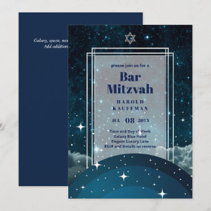 GALAXY Boys BAR MITVAH Space Blue Invitation