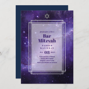 GALAXY Boys BAR MITVAH Space Purple Invitation