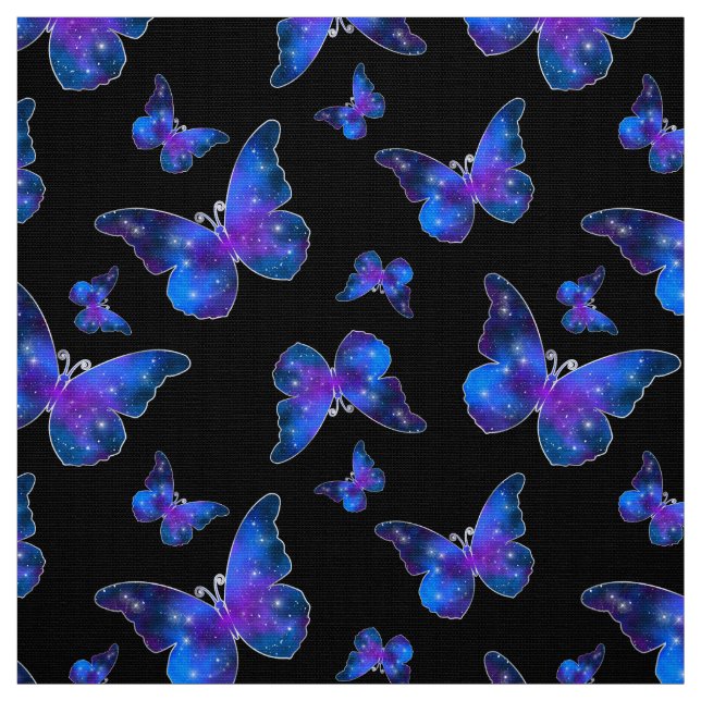 Galaxy butterfly cool dark blue pattern fabric (Swatch)