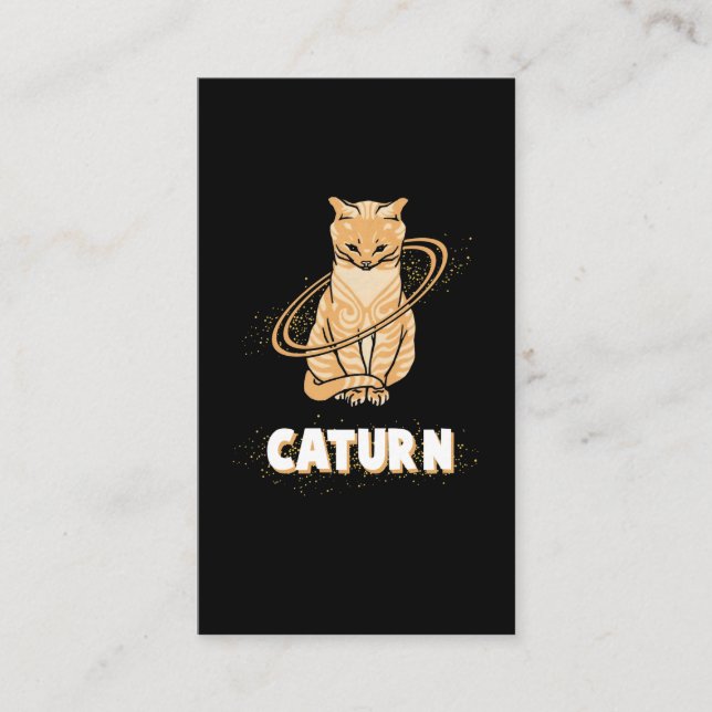 Galaxy Cat Astronaut Saturn Planet Space Kitten Business Card (Front)