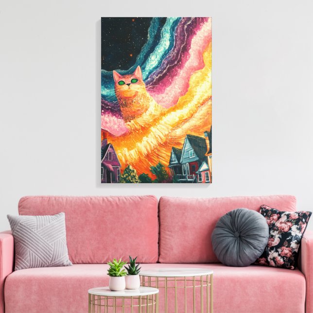 Galaxy Cat - Cosmic Art Canvas Print (Insitu(LivingRoom))
