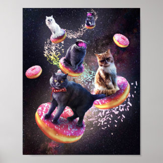Galaxy Cat Donut - Space Cats Riding Donuts Poster
