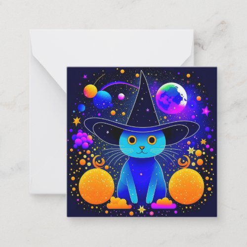 Galaxy Cat Halloween  Note Card