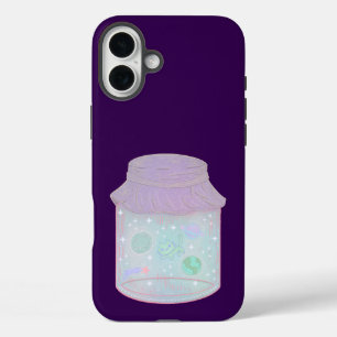 Galaxy Cat in a Jar   Kawaii Space Cat Art iPhone 16 Plus Case