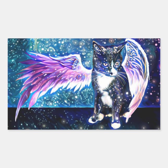 Galaxy Cat Rectangular Sticker (Front)