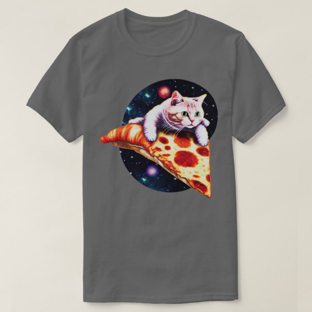 Galaxy Cat Riding A slice of Pizza T-Shirt (Design Front)