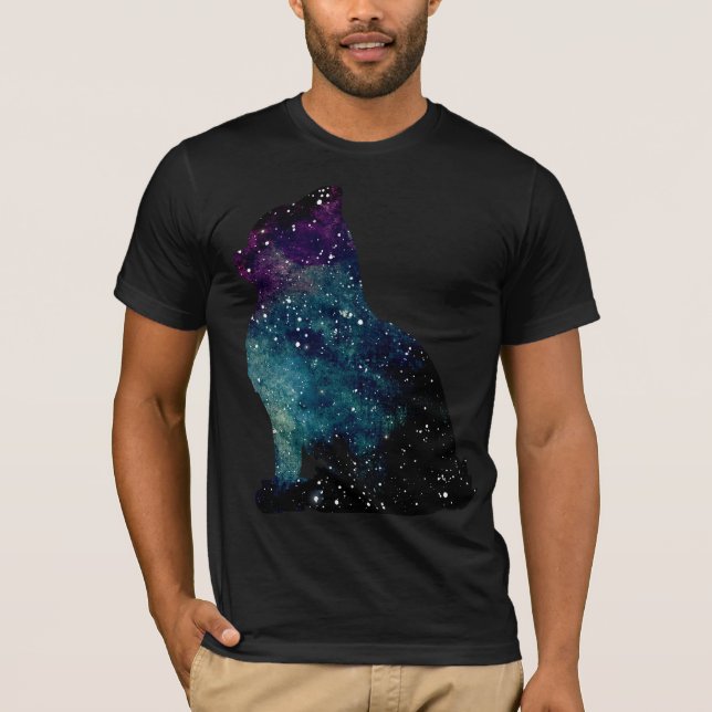 Galaxy Cat Sitting T-Shirt (Front)
