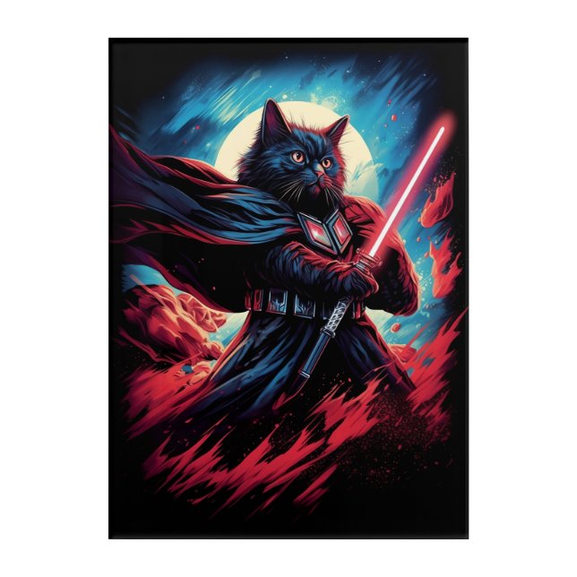 Galaxy Cat Swordsman Acrylic Print (Front)