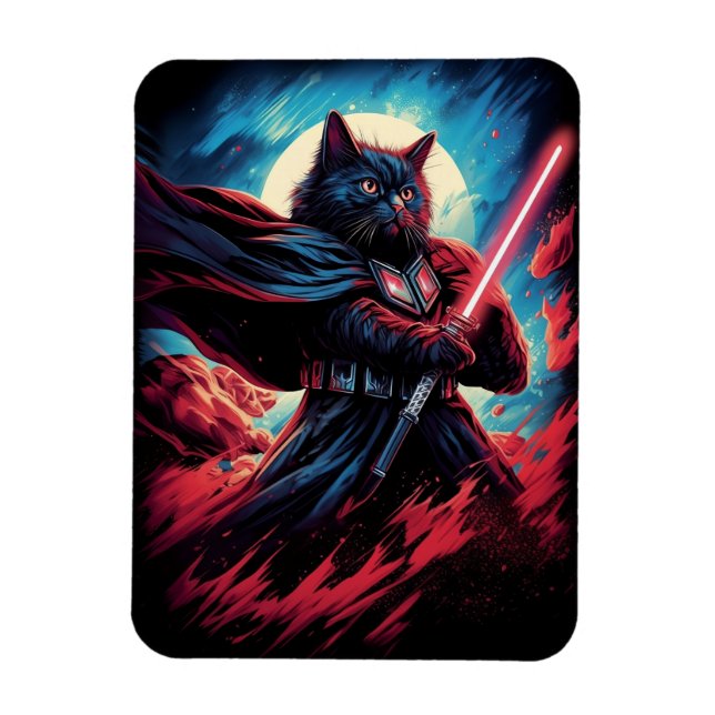 Galaxy Cat Swordsman Magnet (Vertical)