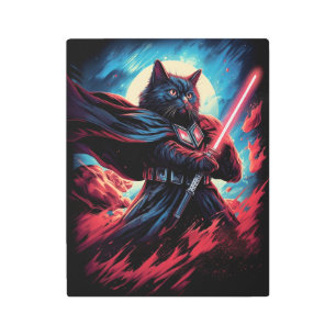 Galaxy Cat Swordsman Metal Print