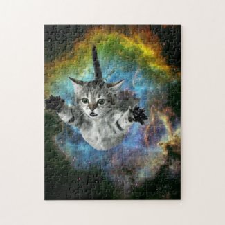Galaxy Cat Universe Kitten Launch Jigsaw Puzzle
