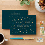 Galaxy Celestial Gold Stars Moon Astronomy Wedding Envelope<br><div class="desc">Navy Celestial Gold Stars Moon Astronomy Wedding</div>