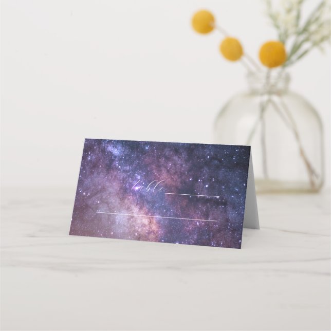 Galaxy Celestial Space Cosmos Stars Wedding Place Card (Front)