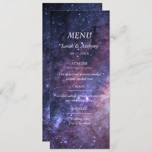 Galaxy Celestial Stars Night Sky Wedding Food  Menu