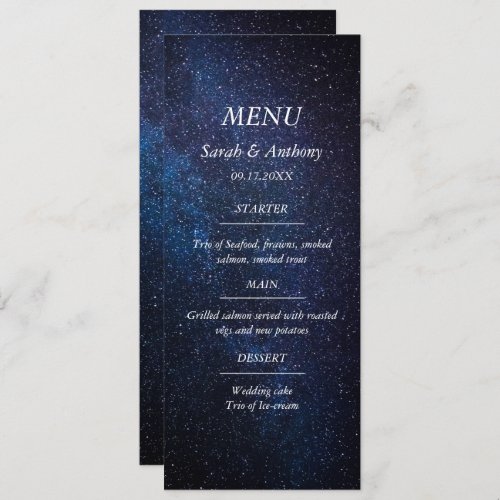 Galaxy Celestial Stars Night Sky Wedding Food  Menu