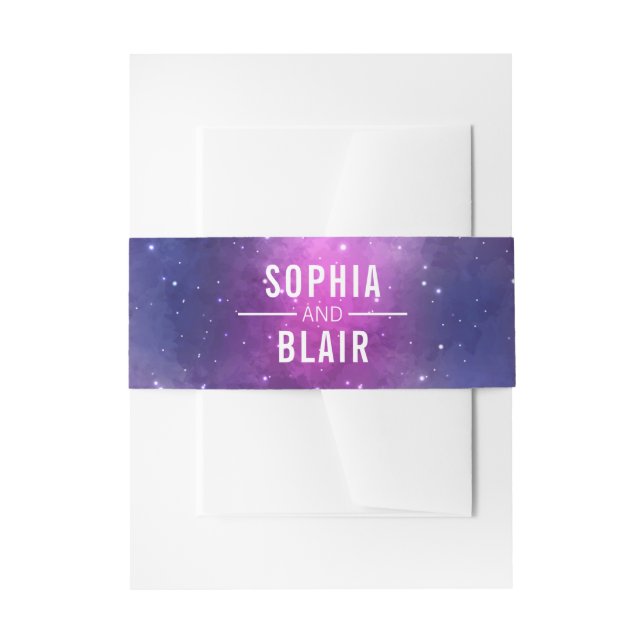 Galaxy Celestial Stars Wedding Dinner Personalized Invitation Belly Band (Front Example)
