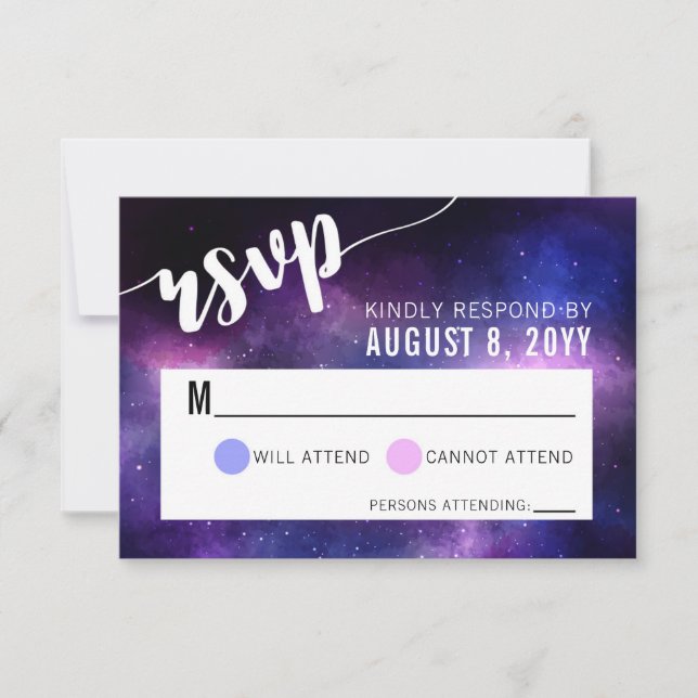 Galaxy Celestial Stars Wedding Invitation RSVP (Front)