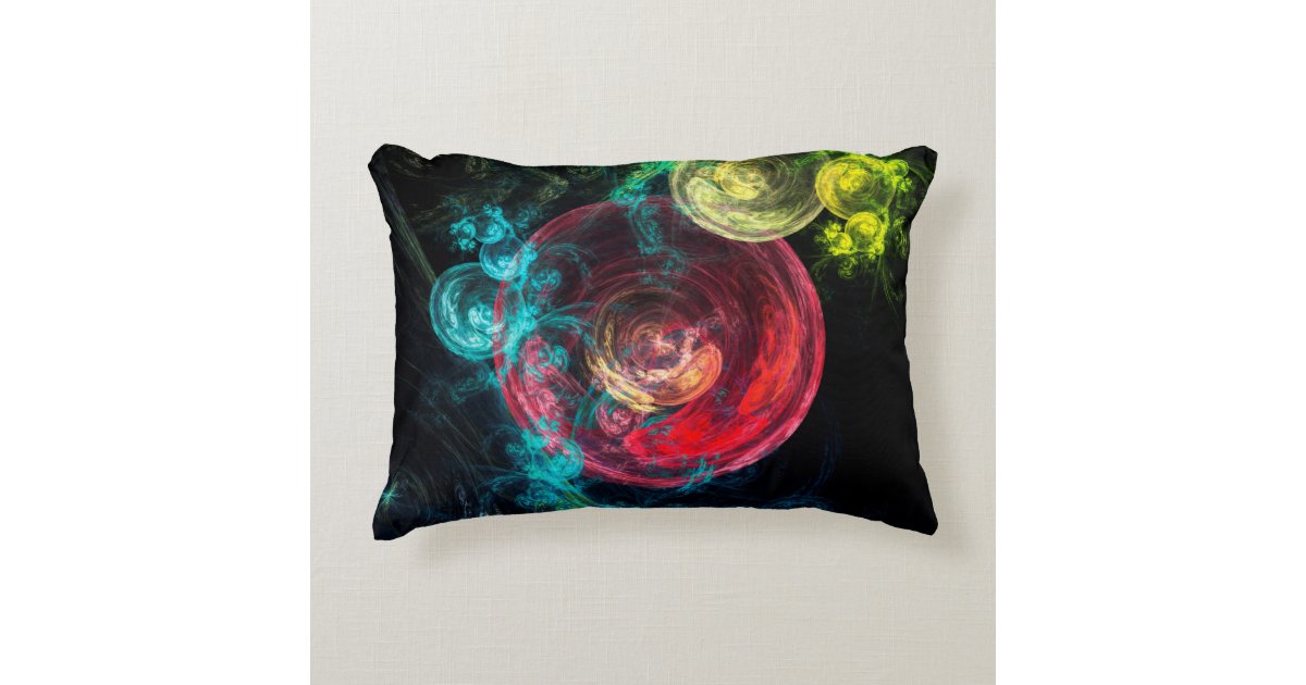 Colorful Galaxy Circles Accent Pillow with Cosmic Swirls