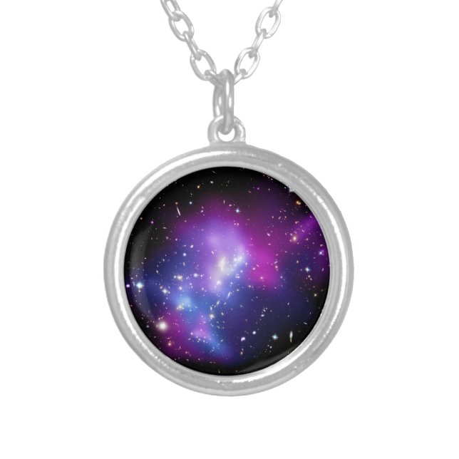 Galaxy Cluster MACS J0717 Outer Space Photo Silver Plated Necklace (Front)