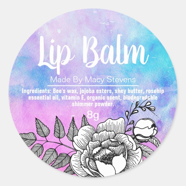 Galaxy Coloured White Line Art Lip Balm Pot Labels (Front)