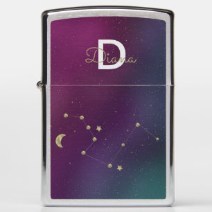 Galaxy Constellation Celestial Moon Purple Name Zippo Lighter