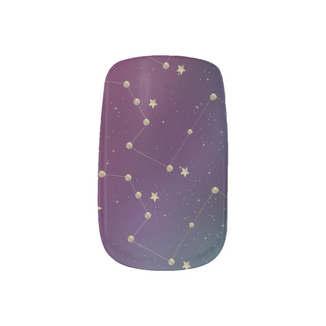 Galaxy Constellation Moon Stars Minx Nail Art (Left Thumb)