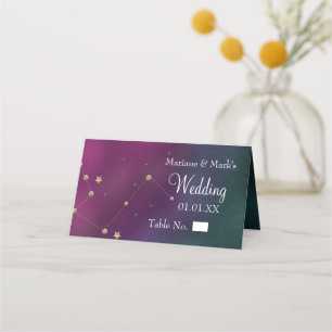 Galaxy Constellation Wedding Gold Stars Moon Foil Place Card