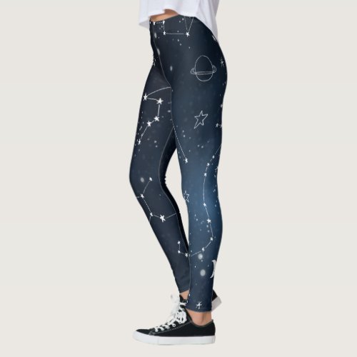 Galaxy Constellations Sky Astronomy Stars Planets Leggings