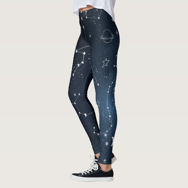 Galaxy Constellations Sky Astronomy Stars Planets Leggings (Left)