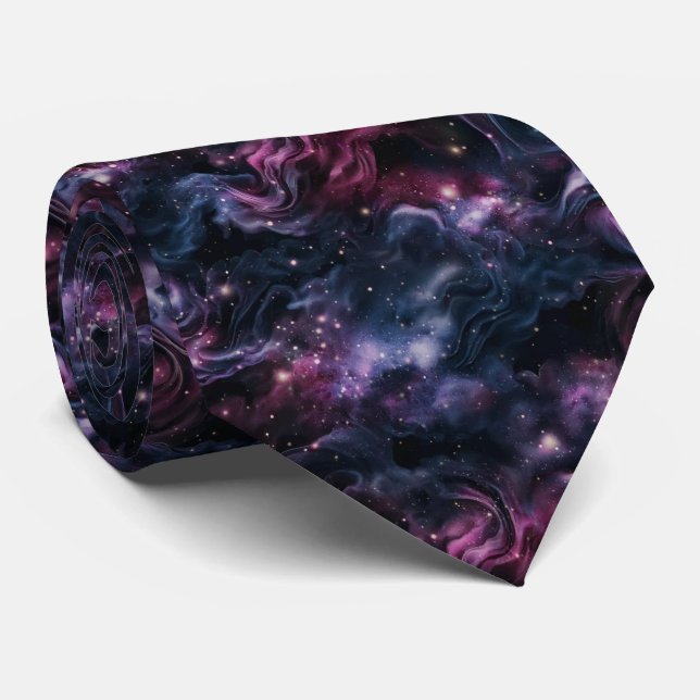 Galaxy Cosmic Nebula Pattern Neck Tie (Rolled)