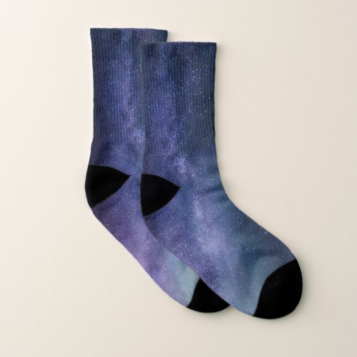 Galaxy Cosmos Universe Stars Sky Purple Socks