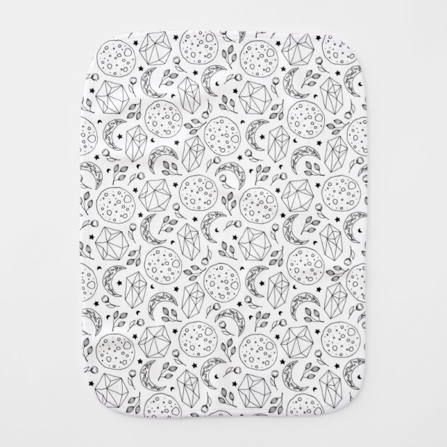 Galaxy Crystal Witchy Spellbound Moonchild Baby Burp Cloth (Front)