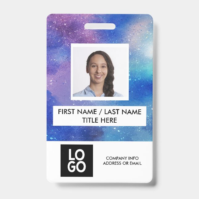 Galaxy Custom Employee Photo Personalized Name Badge (Front)