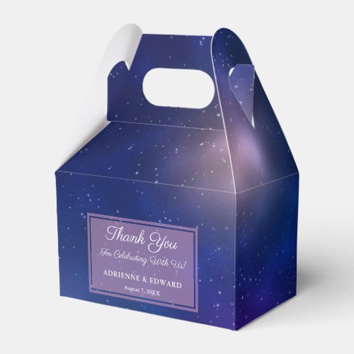 Galaxy Dark Blue And Purple Starry Night Wedding Favor Boxes