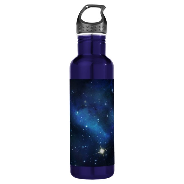 Galaxy Dark Blue Nebula Space Art Stainless Steel Water Bottle (Front)
