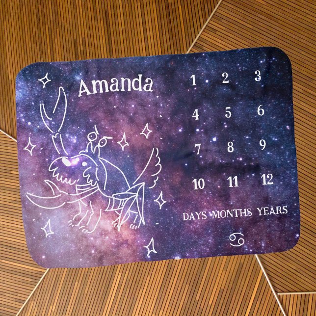Galaxy Dog Cancer Zodiac Gender Neutral Milestone Baby Blanket (Creator Uploaded)