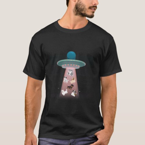 Galaxy Dog Ufo Alien Abduction T_Shirt