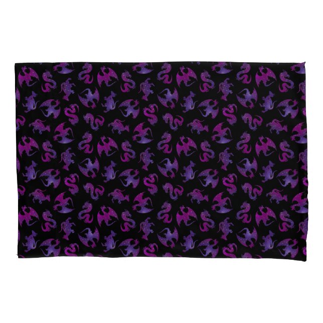 Galaxy Dragon in Purple and Pink Pillow Case (Front)