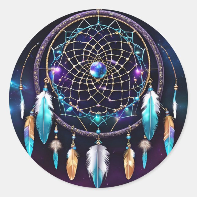Galaxy Dreamcatcher Classic Round Sticker (Front)