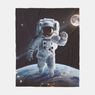 Galaxy Dreams astronaut floating in space Fleece Blanket