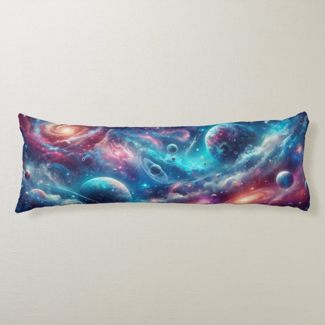 Galaxy Dreams: Dive into Deep Space Design Body Pillow (Front)