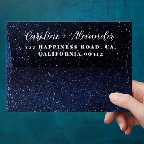 Galaxy Elegant Modern Wedding Sky Return Address E Envelope