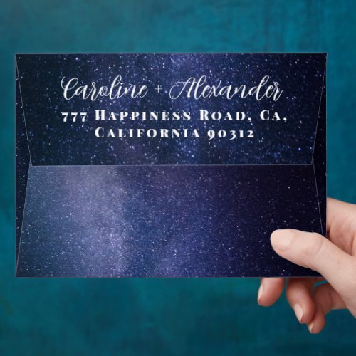 Galaxy Elegant Modern Wedding Sky Return Address E Envelope