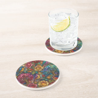 Galaxy Floral Birds Pattern Coaster