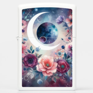 Galaxy Floral Moon Phase Zippo Lighter