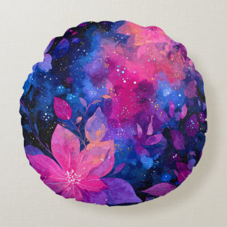Galaxy Floral Pink Purple Cosmic Pillow